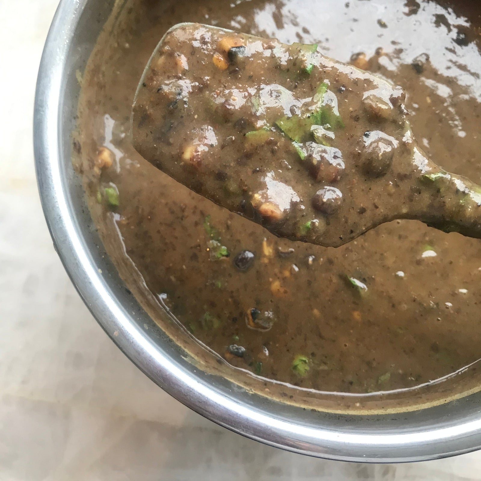 Instant Pot: Black Bean Soup with Tomatillo, Roasted Corn, and Jalapeño