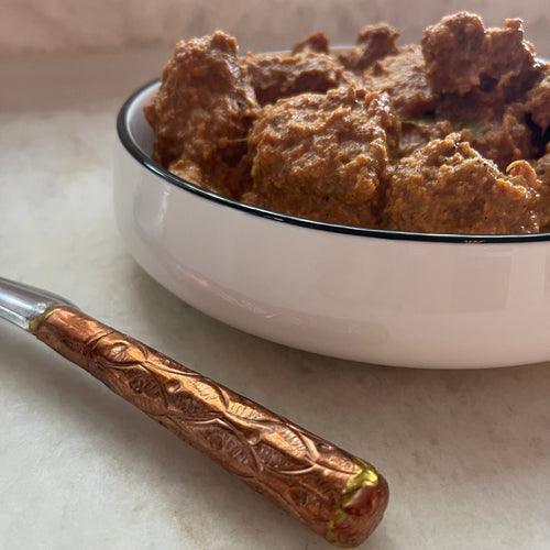 Stovetop: Baked Tofu Butter 'Chicken' with Punjabi Masala Indian As Apple Pie