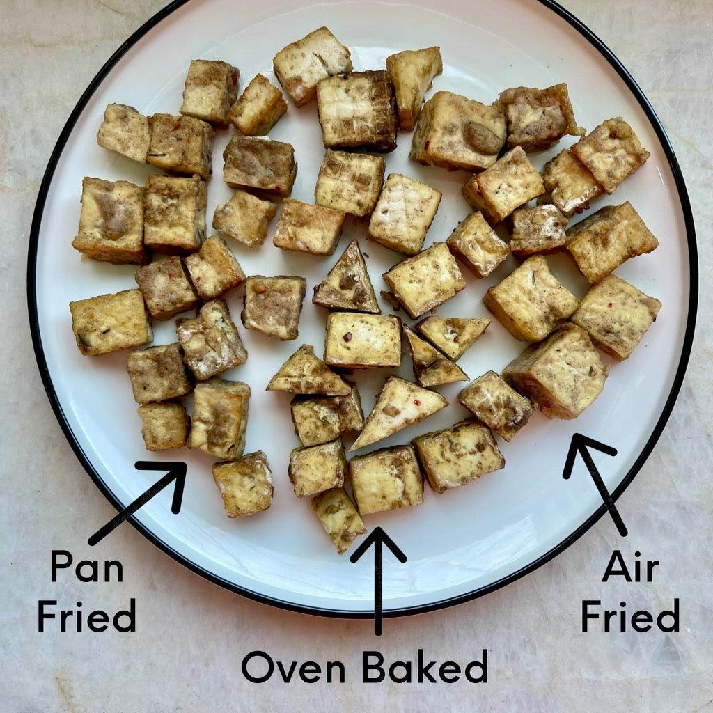 Pan-Fried, Oven-Baked, Air-Fried Spiced Tofu Indian As Apple Pie