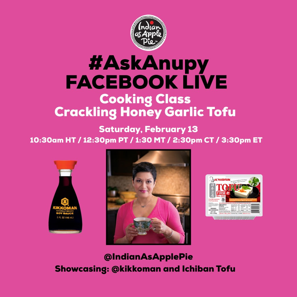 Facebook Live Cooking Class: Crackling Honey Garlic Tofu - Indian As Apple Pie