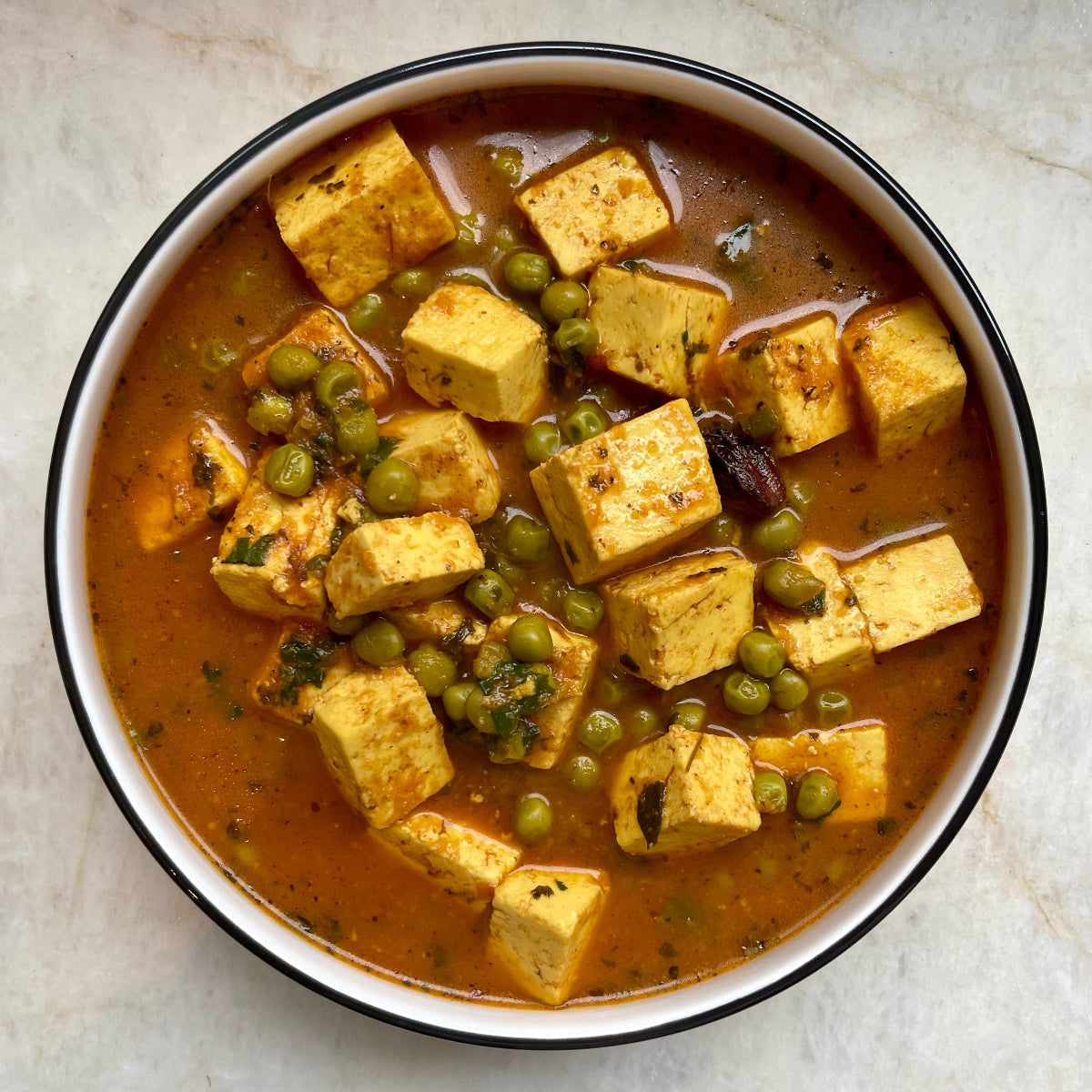 Stovetop: Scratch Mattar Paneer, Spiced Peas with Homemade Cheese or Tofu