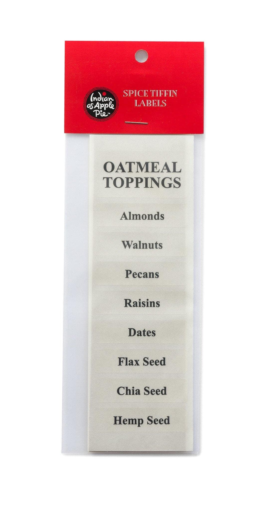 Spice Labels - Oatmeal Toppings - Indian As Apple Pie